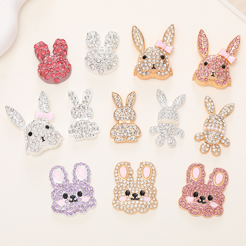 New zinc alloy cute rabbit diy hole shoes accessories Pearl rabbit head mobile phone shell jewelry diamond beauty New zinc alloy cute rabbit diy hole shoes accessories Pearl rabbit head mobile phone shell jewelry diamond beauty