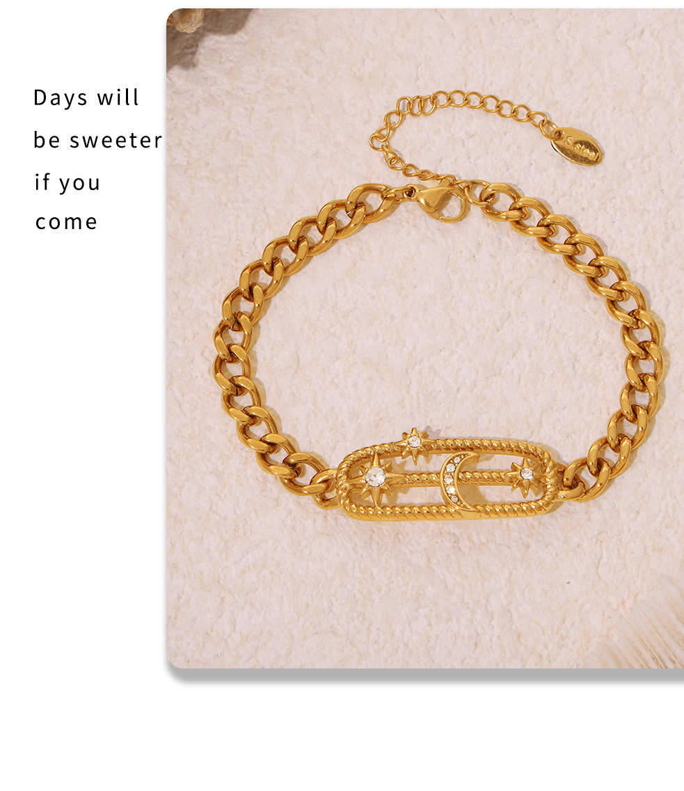 Set Collana E Bracciale Donna In Acciaio Titanio Stelle Lune_voghion.com