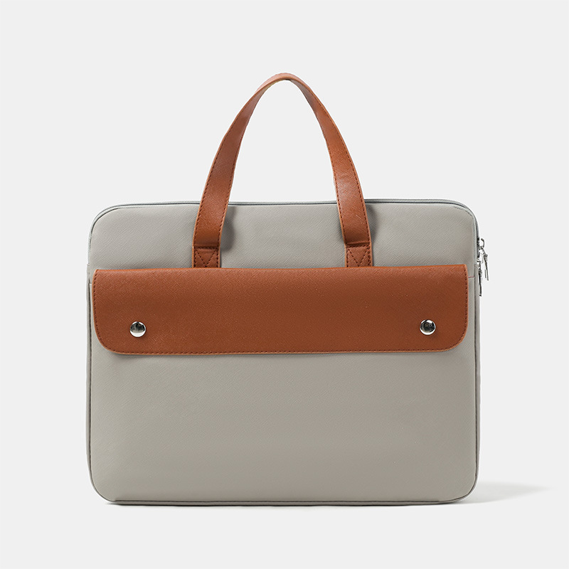2026 New Model 15.6inch Solid Color Laptop Bag 14inch Color-Blocked Notebook Bag Large Capacity Document Briefcase