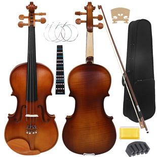 Cross-Border Dropshipping Plywood Violin 4/4 Tiger Pattern Violin Student Beginner Practice Basswood Violin Plywood Violin