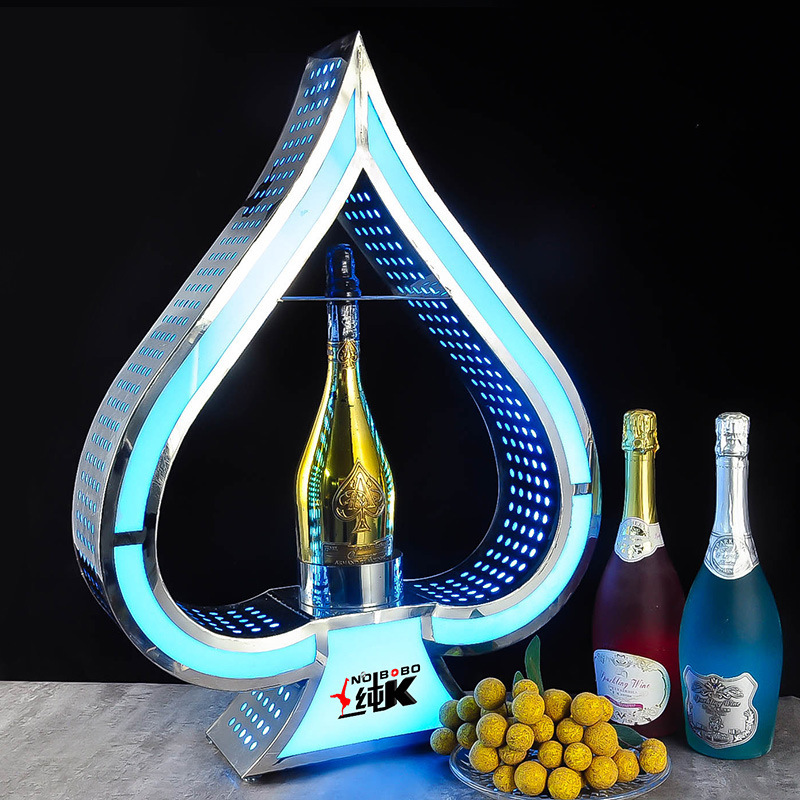 黑桃A发光酒座香槟展示酒架托KTV酒吧夜店七彩LED气氛台灯传酒器