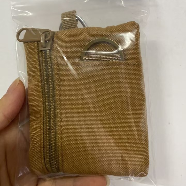 Bolsa de almacenamiento multifuncional, cremallera de lona, billetera pequeña, tarjetero, bolso cuadrado, cambio, llavero, bolso para colgar, bolso para fanáticos militares al aire libre