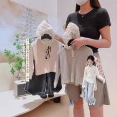 女童秋季新款蕾丝连帽长袖t恤中大童春秋时髦洋气百搭上衣