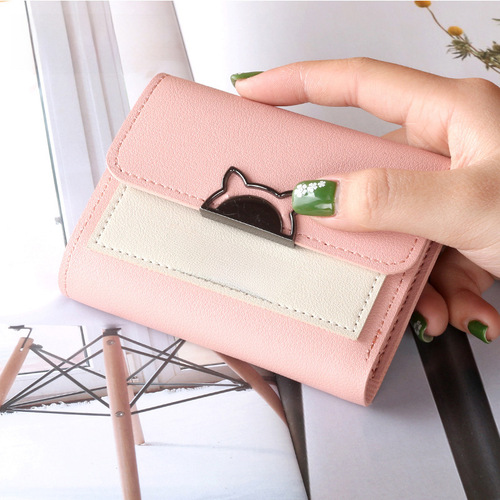 Factory Direct Sale New Small Wallet for Women Short Length Korean Style Trendy Foldable Personality Student Cute Mini Fashion Money Clip
