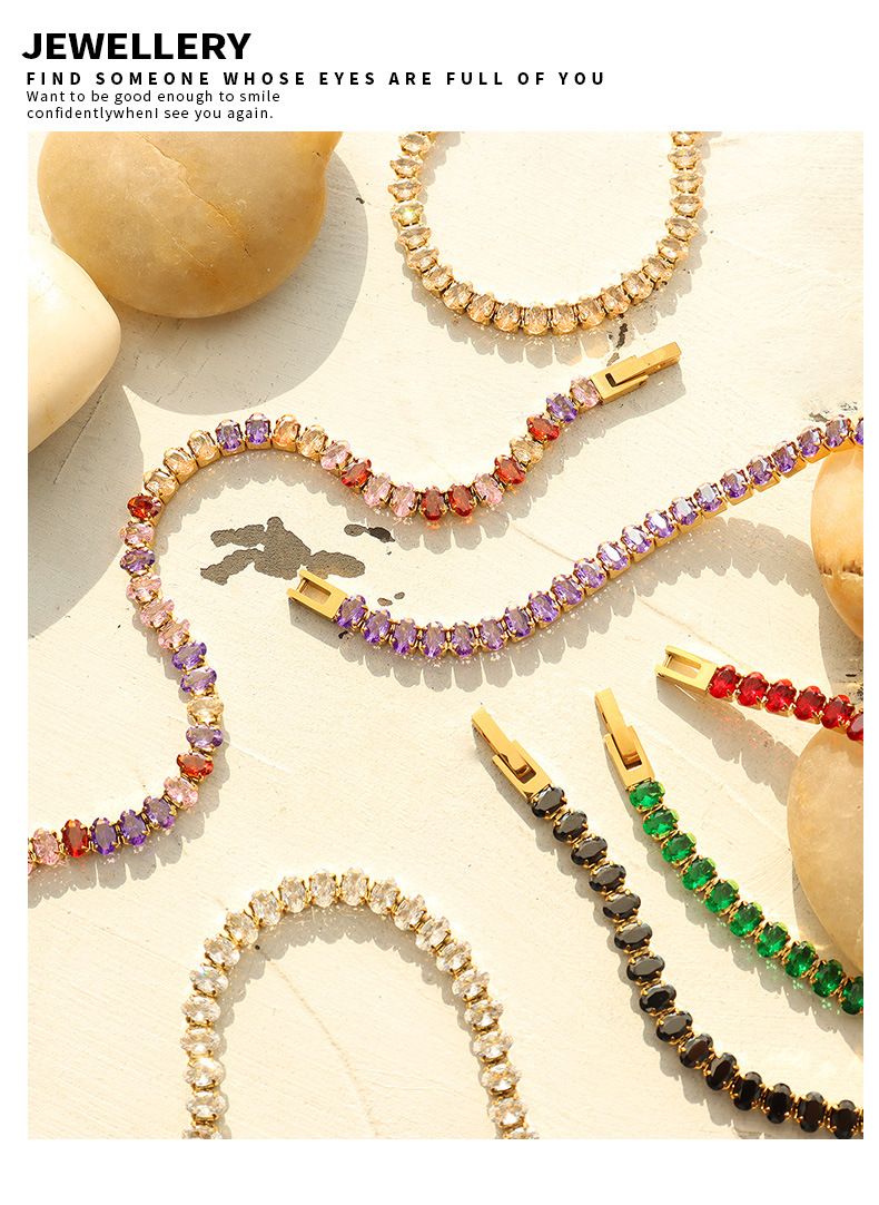 Ethnic Style Geometric Titanium Steel Zircon Bracelets Necklace