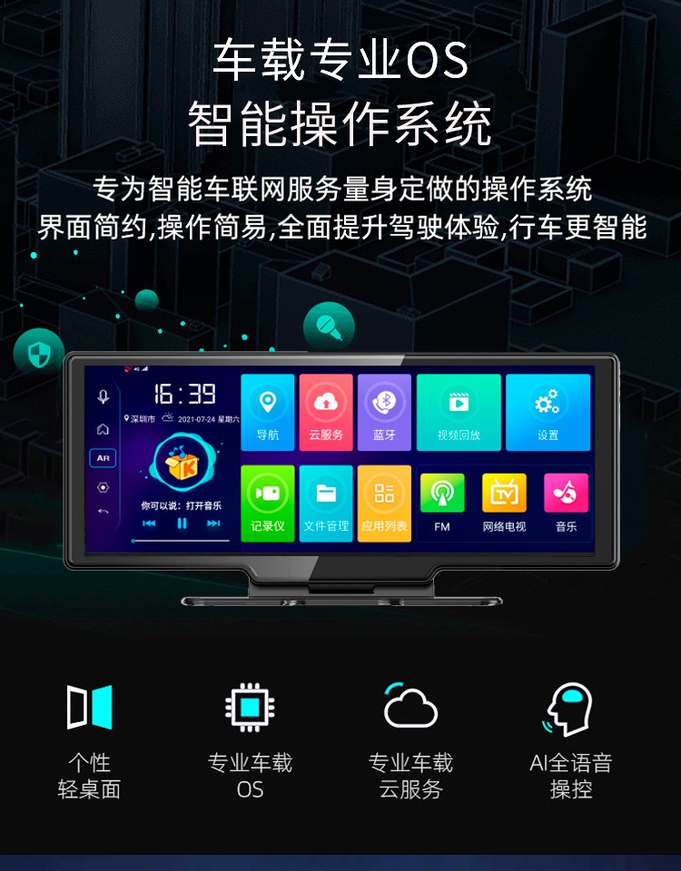 New Smart Screen Center Console Navigation Driving Recorder Electronic Dog Streaming High-Definition Bluetooth Reversing Body