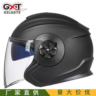 跨境GXT电动摩托车头盔电瓶车帽双镜片复古个性半盔夏防晒风四702
