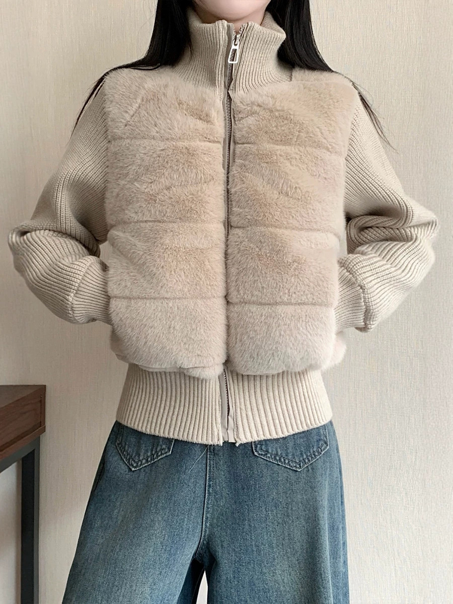 2026新款羊羔毛外套女秋冬棉服加厚宽松立领懒兔毛绒仿反季节批发