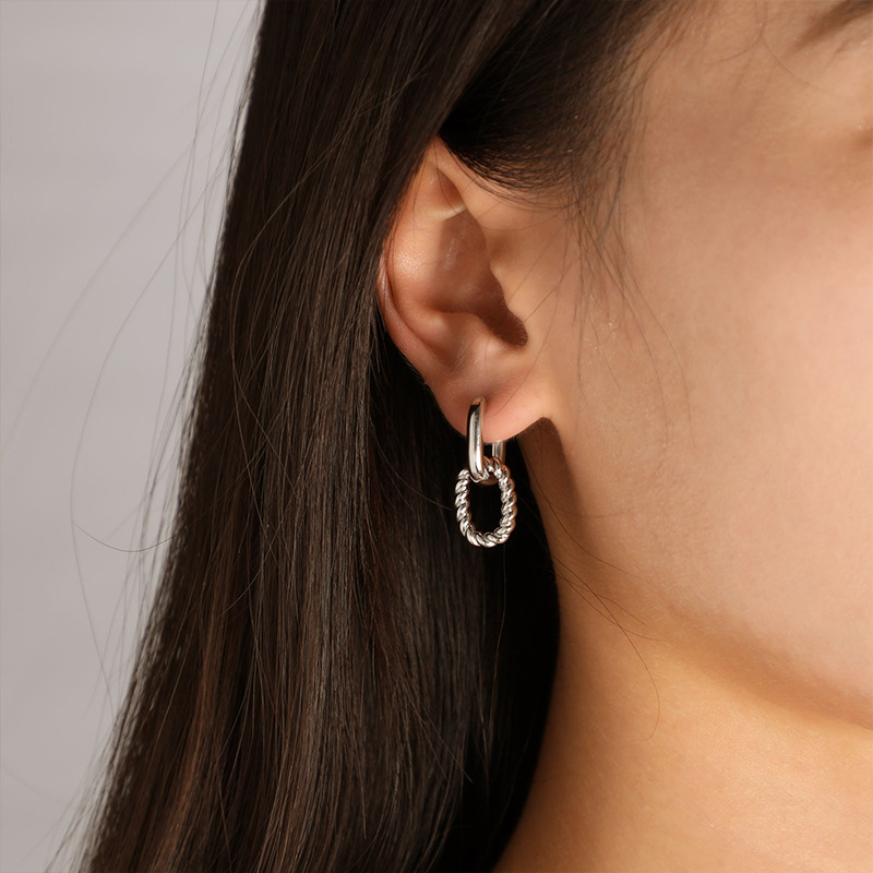 Women's Minimalist French Chic Twisted Geometric Double Layer Earrings Unique Design Ear Cuffs_voghion.com