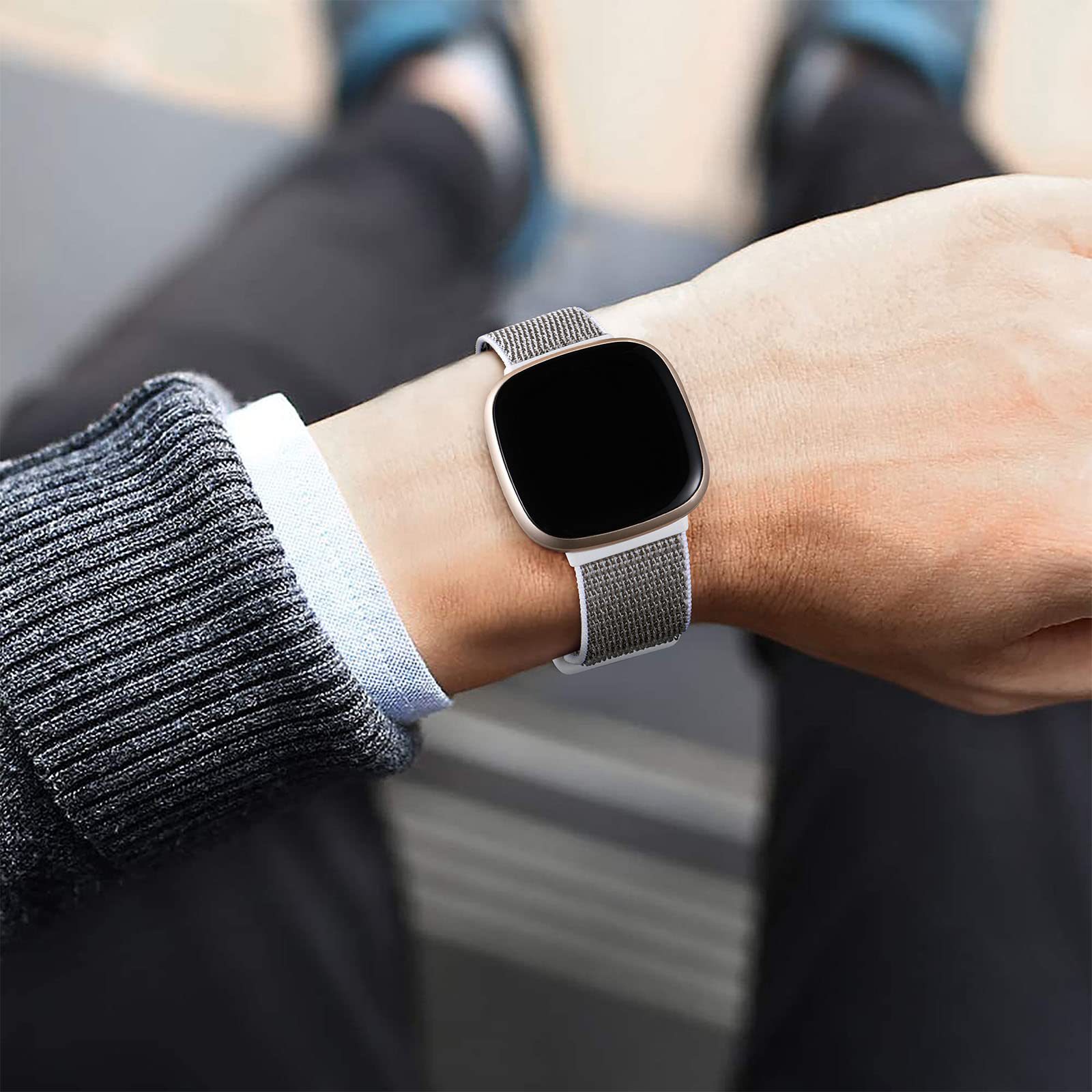 Fitbit Versa3 / 4 correa de reloj fibin nylon doble sección ondulado velcro sense2 correa de reloj