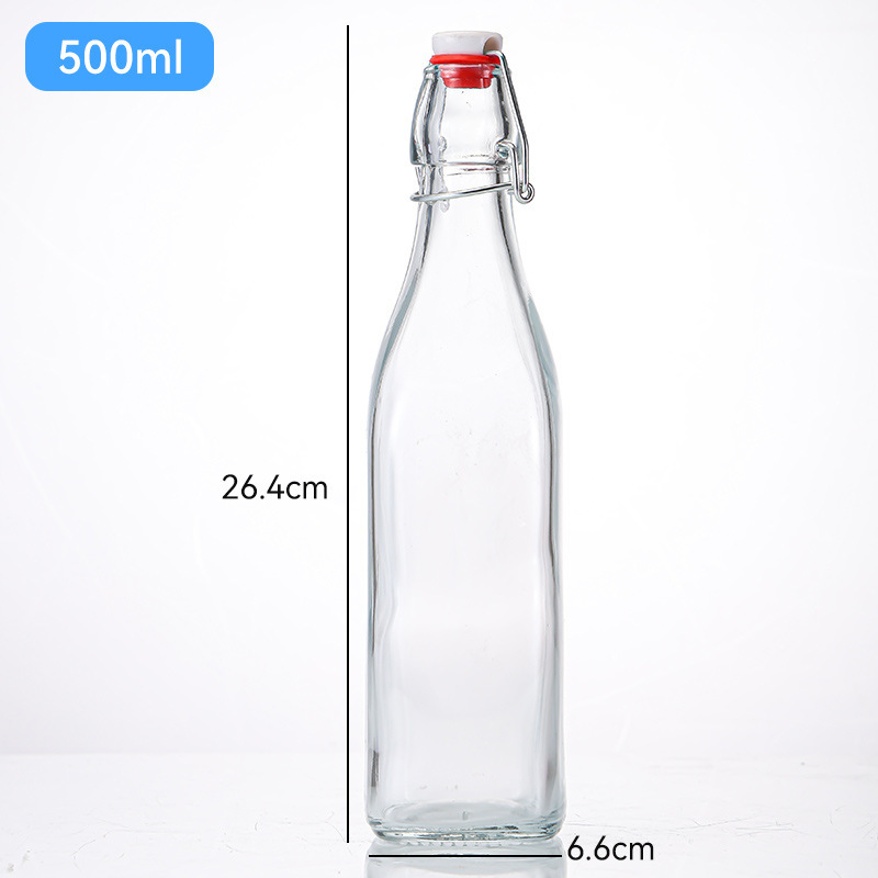 Botella de vino de cierre de vidrio transparente botella de cerveza de enzima botella de vino de hielo botella vacía de vidrio sellado botella de cerveza