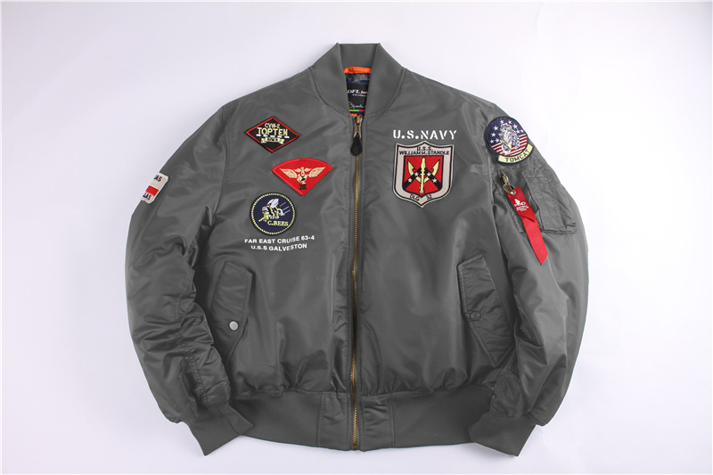 Chaqueta de piloto americano vintage de invierno hombres y mujeres de la Fuerza Aérea pareja abrigo insignia marca de moda MA1 Chaqueta de algodón acolchado