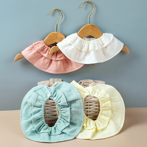 Baby crepe ruffled pure cotton gauze bib saliva napkin baby waterproof spit-up bib newborn baby bib