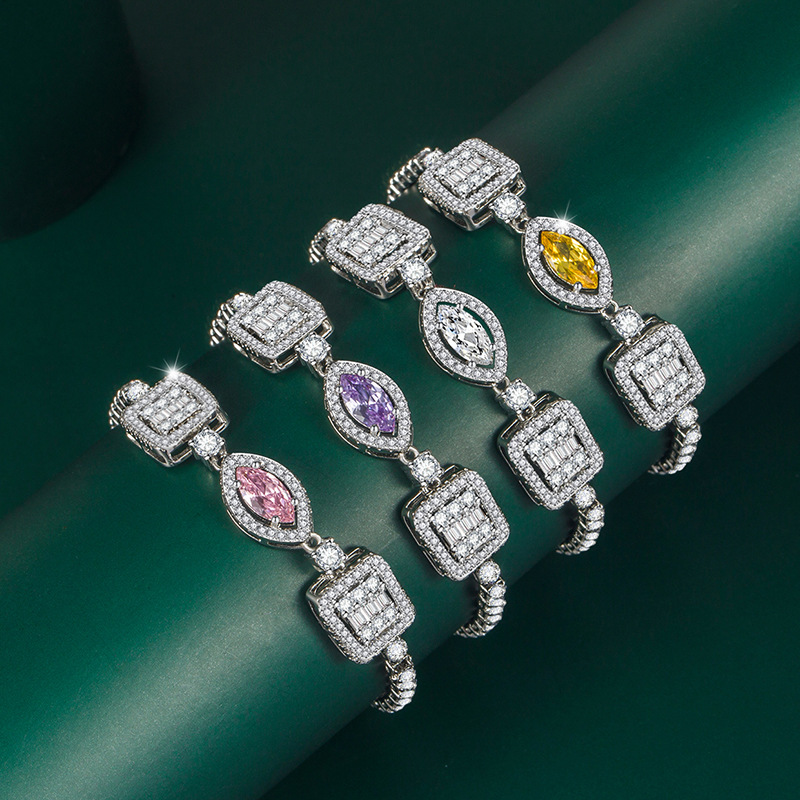 Fashion Rhombus Copper Inlay Zircon Bracelets 1 Piece