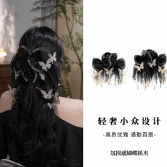 韩系新款蝴蝶结发夹女后脑勺盘发鲨鱼夹子头饰高级感气质发卡发饰