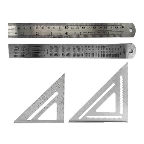 Aluminum alloy triangle ruler 7 inches metric angle ruler aluminum steel ruler woodworking right angle ruler 12 inches turning ruler measuring tool