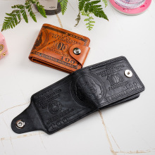 厂家直供外贸批发磁扣压变百元美金短款钱包男士美元复古信用卡
