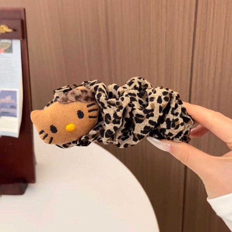 豹纹Kitty猫香蕉扭扭夹女高级感后脑勺发夹马尾竖夹发卡夹子头饰|undefined