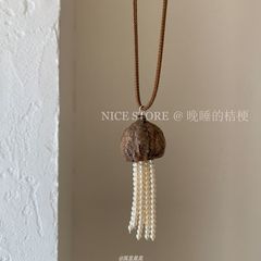 「深底」水母珍珠长款抽拉绳毛衣链轻奢设计感项链配饰