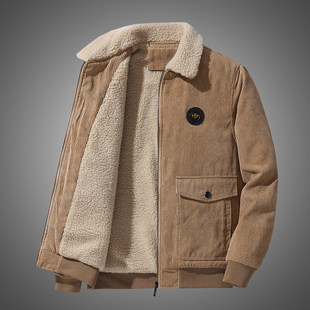 2024 autumn and winter fleece-lined padded cotton-padded men's autumn and winter jacket corduroy padded cashmere a generation of hair
