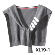 学院风条纹外搭披肩秋季新款百搭针织围巾假领坎肩毛织衫外贸工厂