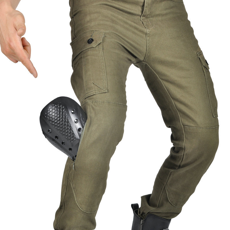 VOLERO woradium Gong motocicleta pantalones de montar los hombres retro casual motocicleta de cercanías tobillo-atado overoles pantalones anti-caída