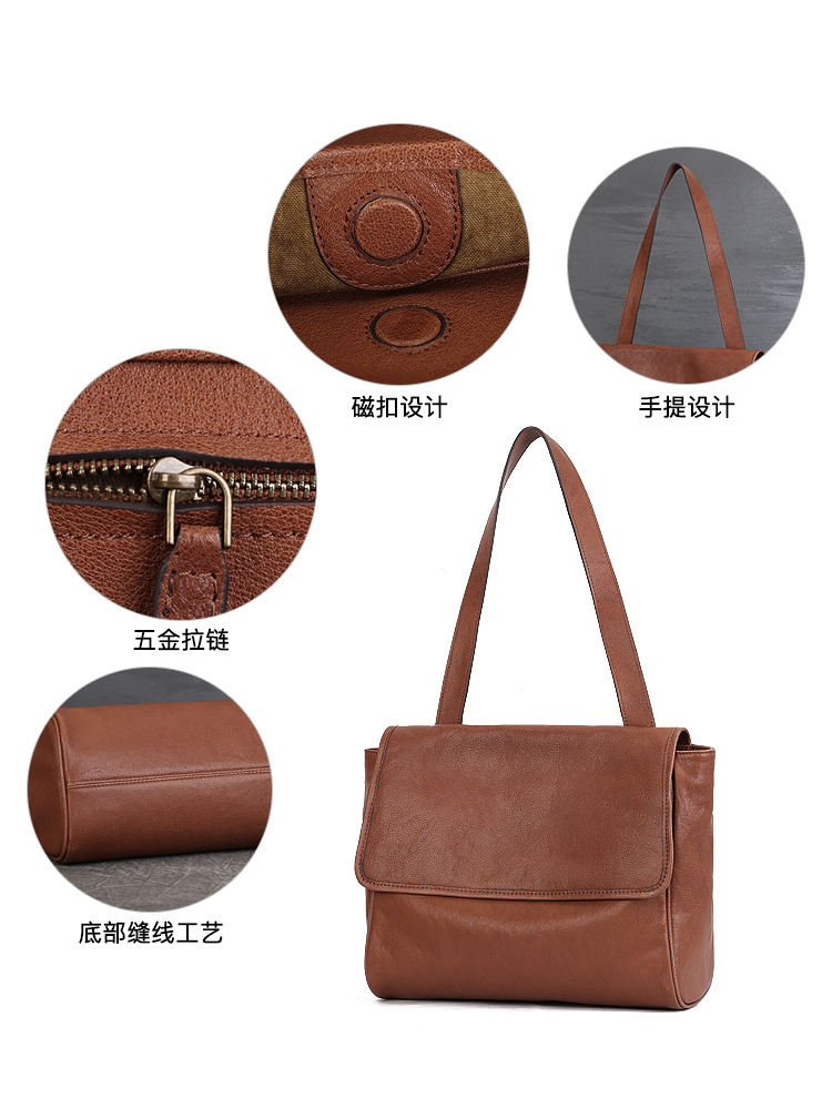 本革女性カバントップ牛革トートバッグシンプル通勤シングルショルダーバッグ純色手作りソフト牛革バッグファッション