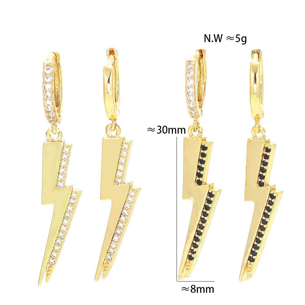 Geometric Pattern Unisex Gender Fashion Style Geometric Lightning Diamond Earrings