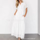 2025 independent station Amazon new European and American V-neck lace stitching casual dress