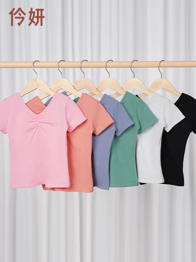 Ropa de baile para niños, ropa de verano, ropa de entrenamiento de manga corta, ropa de baile, prueba de arte de danza china para niñas, ropa corporal