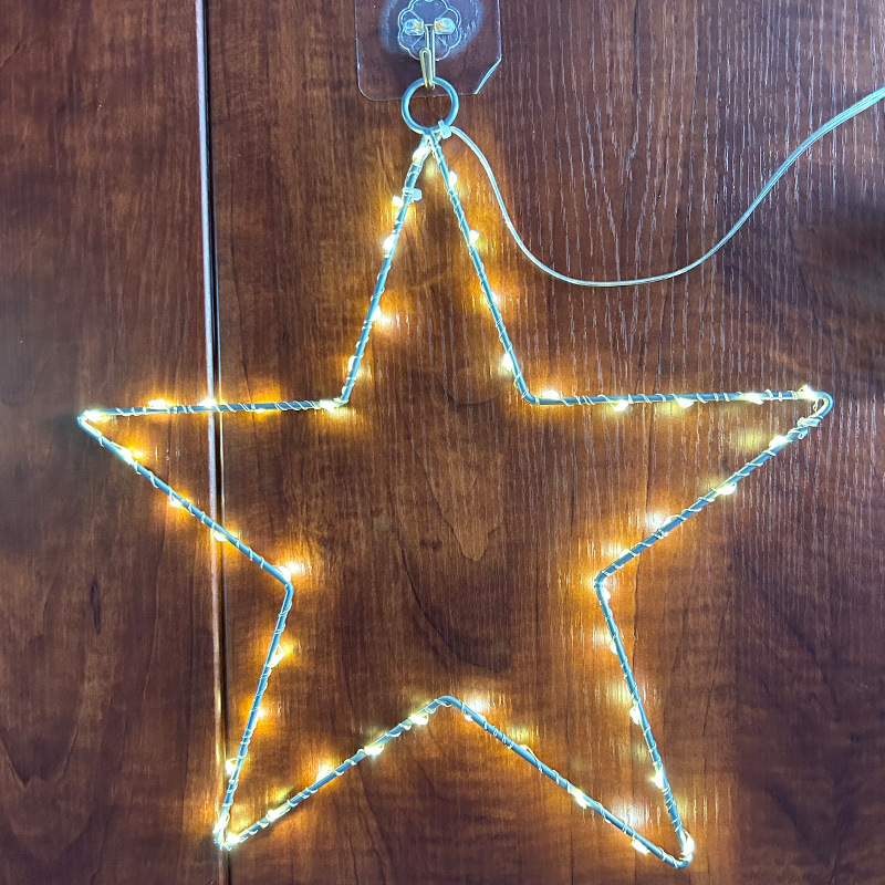 Creativo LED lámpara de alambre de cobre Marco De Hierro forma de estrella de cinco puntas lámpara de bobinado de alambre de cobre control remoto casa de vacaciones decoración de interiores adornos