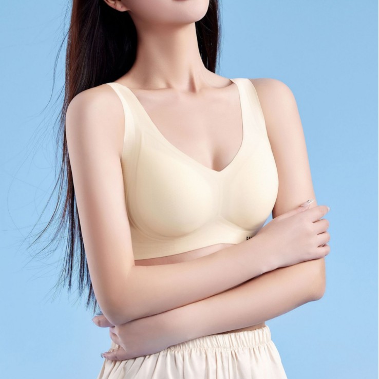 正品S009BC杯冰爽裸感背心式内衣女无痕舒适大胸显小不空杯文胸