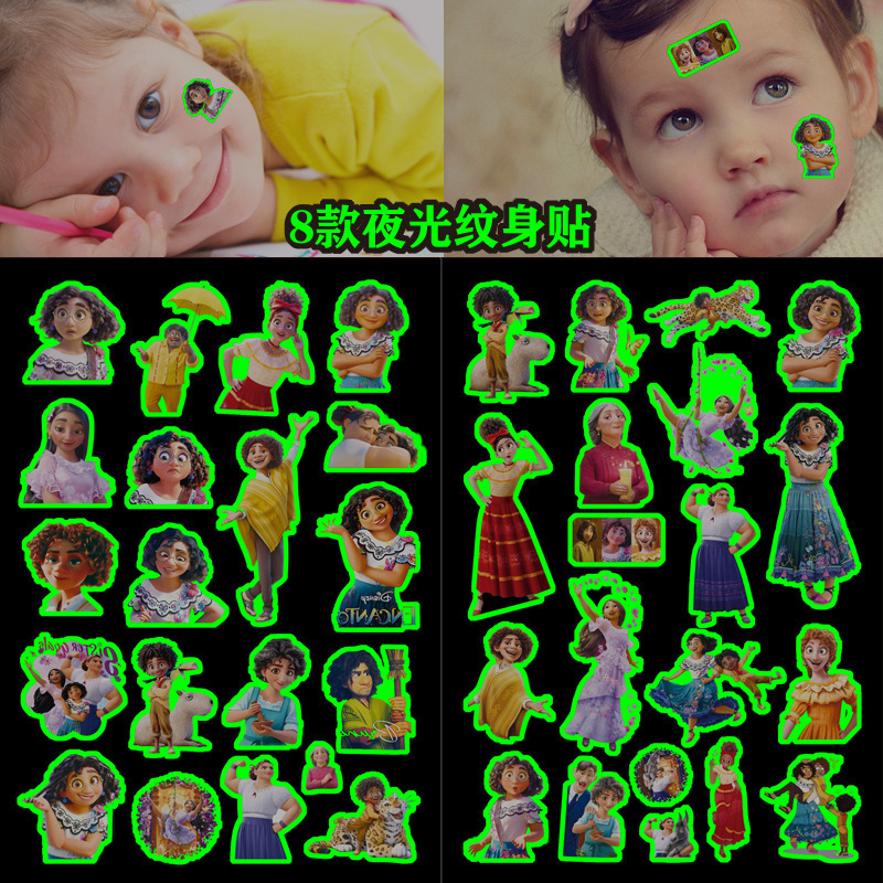 Children's Cartoon Luminous Magic Full House Tattoo Stickers Water Transfer Stickers Luminous Stickers Fashionable Cute Small Stickers