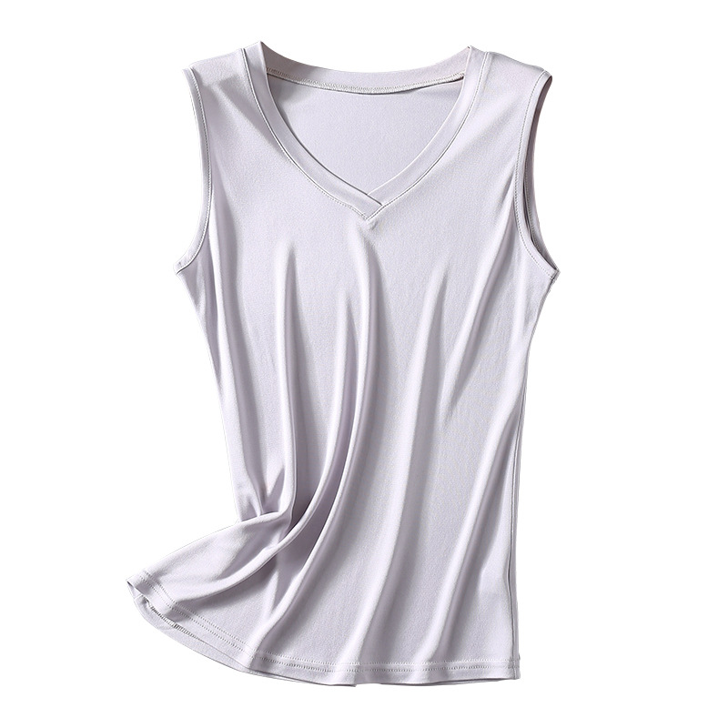 Summer silk breathable solid color vest sleevless
