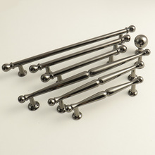 高端法式柜门拉手轻奢风橱柜抽屉单孔把手锌合金银灰色实心小拉手