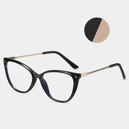 87008 TR90 anti-blue light glasses frame cross-border trend cat eye metal glasses TR spring glasses frame flat mirror