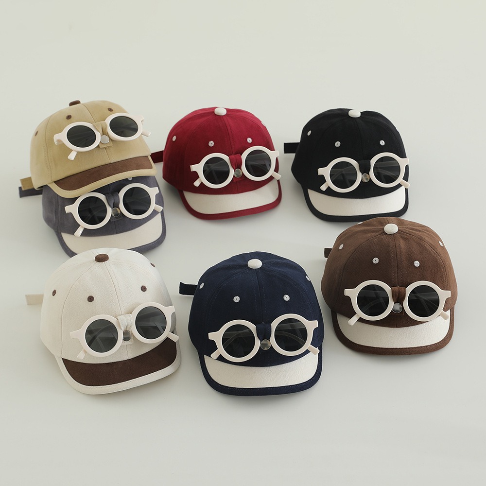 Baby gafas de sol sombrero de béisbol para niños y niñas sombrero de bisel corto sombrero de protección solar para viajar sombrero versátil sombrero de sol verano primavera otoño