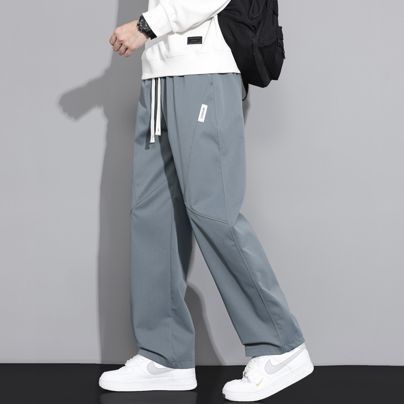 男士裤子春秋款宽松美式潮牌直筒裤灰色垂感百搭卫裤运动休闲长裤