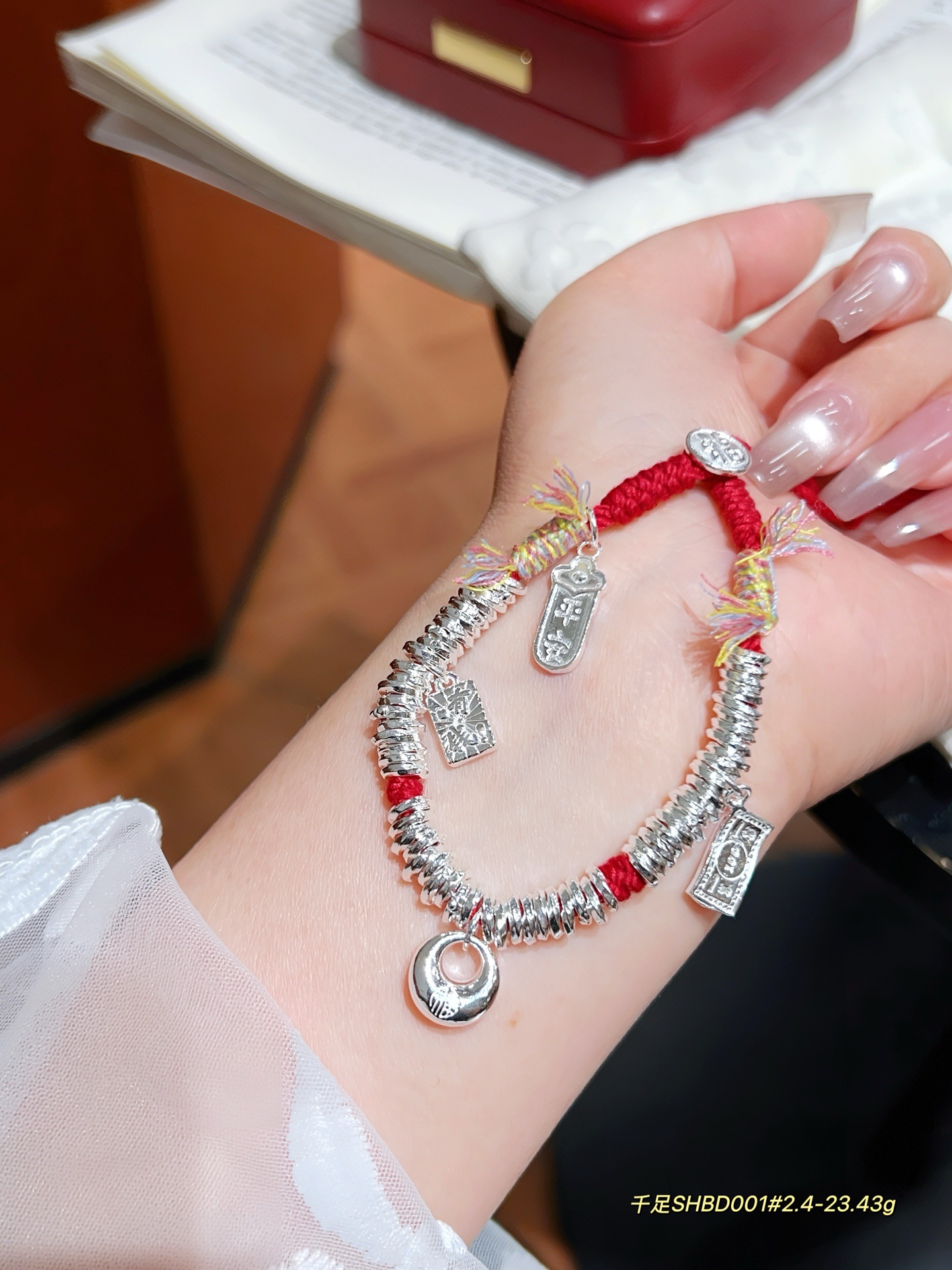 999 pulsera de alambre de plata de pie pulsera tejida de hilo arcoíris de bricolaje año de nacimiento cuerda de mano de plata rota para novia regalo de madre