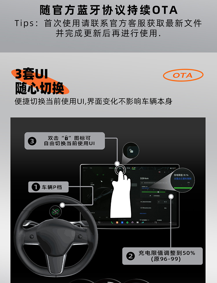 Tita Car Air Code Meter Wireless Magnetic Suction Type Is Suitable for Tesla's New Version Car Dashboard Display