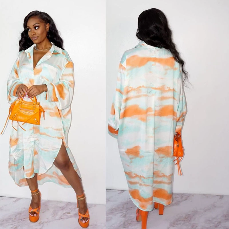 3036 спот европейская и американская осень-зима мода новая женская амазонка принт рубашка платье с длинными рукавами