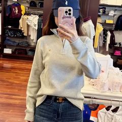クロスボーダーRLラフハーフジップスウェットシャツ、ポニーロゴ入りハイネック長袖トップス、カジュアルスタイル、ゆったりとした万能デザイン、男女兼用