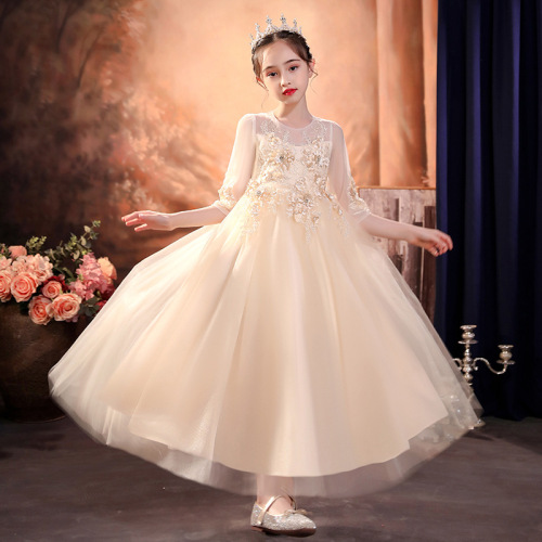 Children's formal dress princess skirt 2024 summer high-end long girls' dress puffy skirt piano June 1 performance suit 