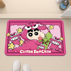 卡通硅藻泥風格地墊浴室地墊蠟筆小新地墊衛生間吸水腳墊入戶門墊