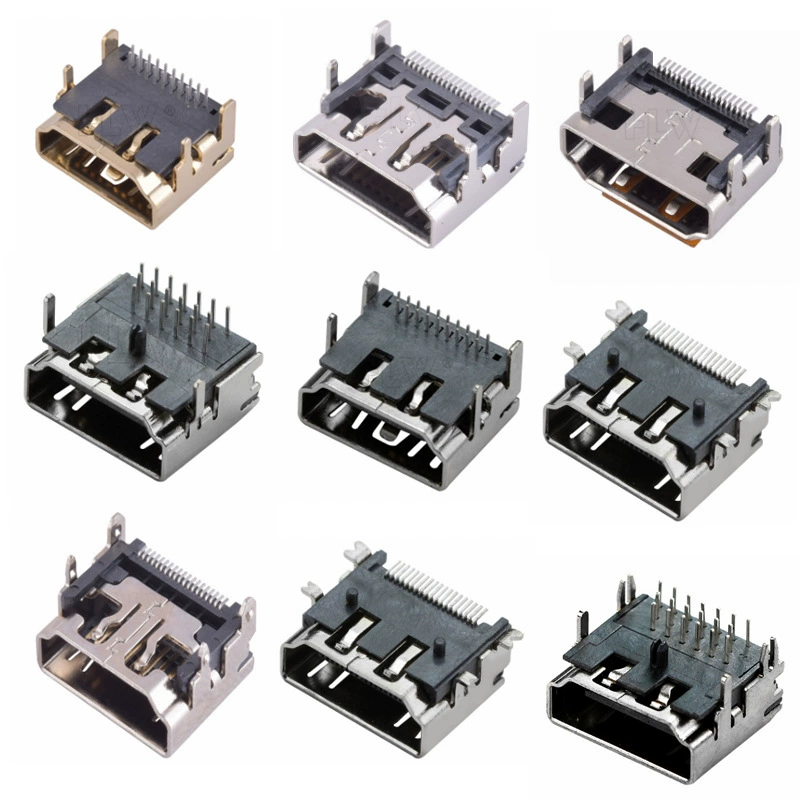 HDMI разъем на материнскую плату с левой колонной медной оболочкой, золотым покрытием, 180 градусов сварной кабель линии HDMI