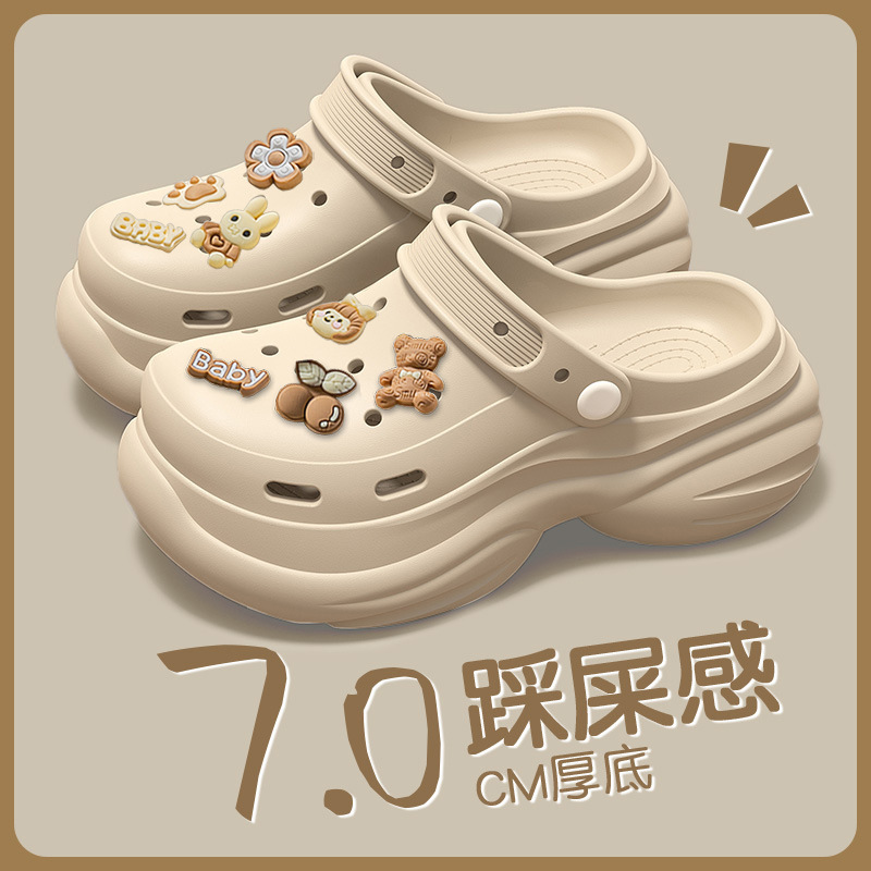 Women's Hole Shoes Summer Thick Sole Height Increasing Feeling 2024 New Style Outwear Fashionable Internet Popular Non-slip Baotou Slippers Women's Hole Shoes Summer Thick Sole Height Increasing Feeling 2024 New Style Outwear Fashionable Internet Popular Non-slip Baotou Slippers