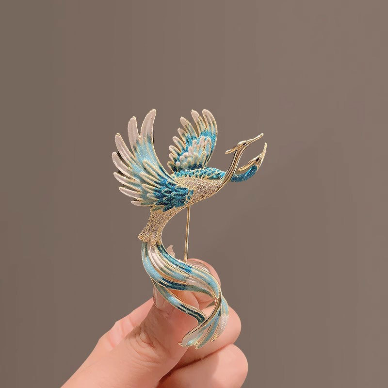 Chinese style exquisite high-end brooch women's vintage enamel Phoenix corsage high-grade luxury temperament suit pin accessories