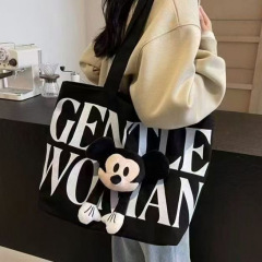 帆布包包女2025新款卡通米奇大容量托特包大学生上课通勤单肩包女