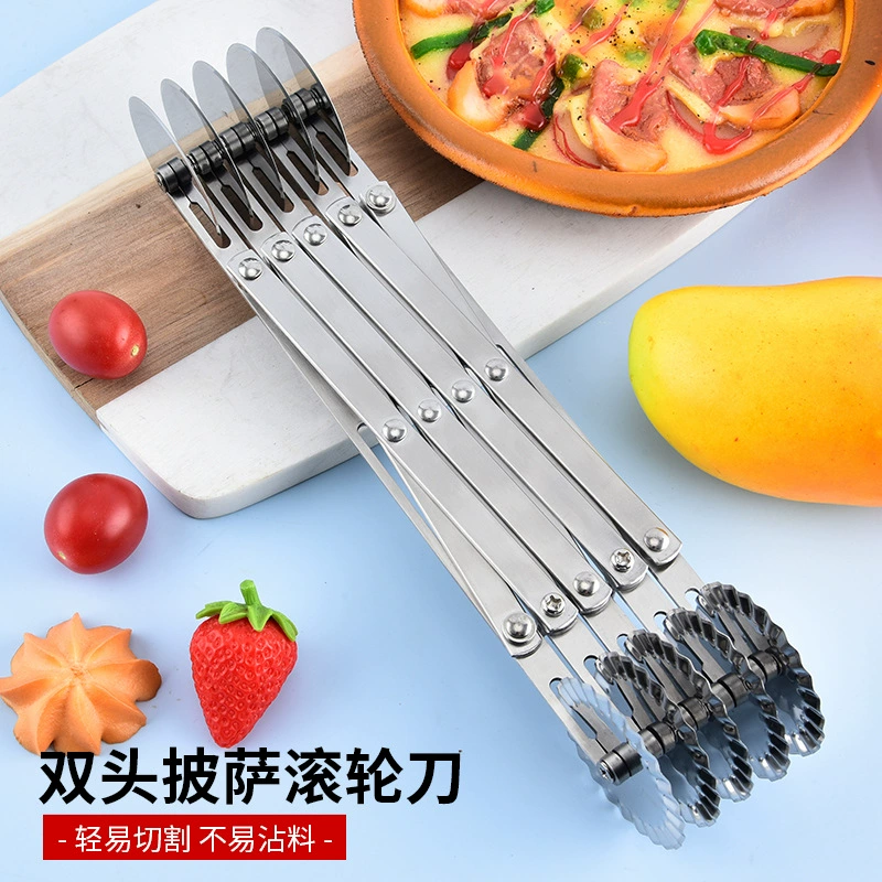 Нержавеющая сталь нож для пиццы Выдвижной многоколесный оладьи нож роликовый нож для лица Кухня многофункциональный кружевной резак