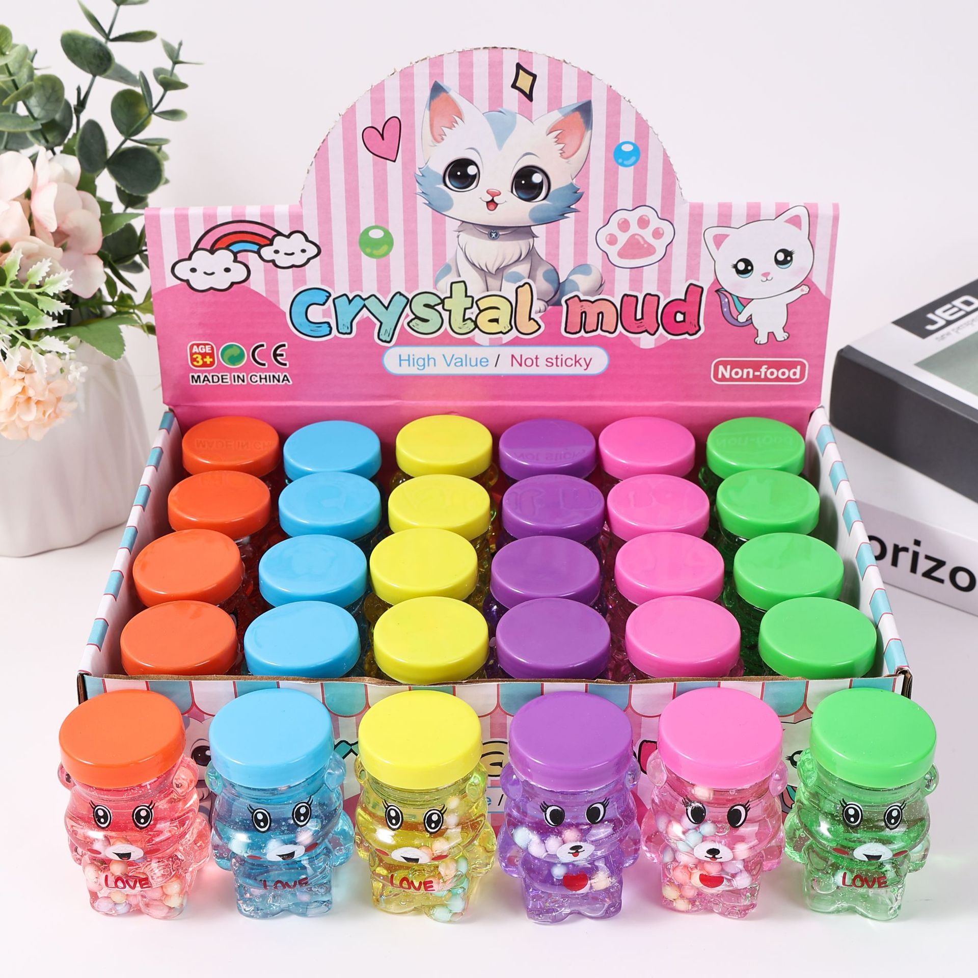 24 piezas de pegamento espumoso de cristal, pegamento M seguro, no tóxico, no pegajoso, juguete educativo, arcilla DIY.